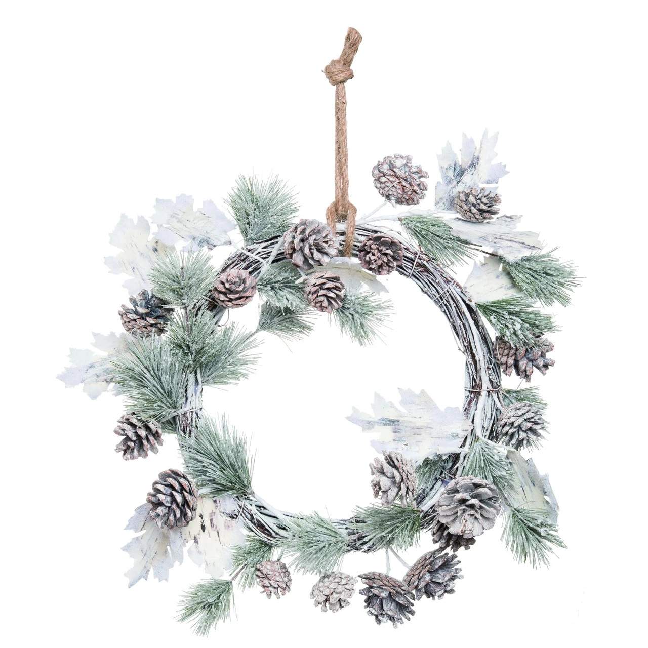 White Wood Christmas Rustic Leaf Wreath -16-Inch, Unlit 3 White Wood Christmas Rustic Leaf Wreath -16-Inch, Unlit