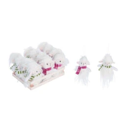 12-Piece White And Red Plush Merry Llama Christmas Ornaments 15"