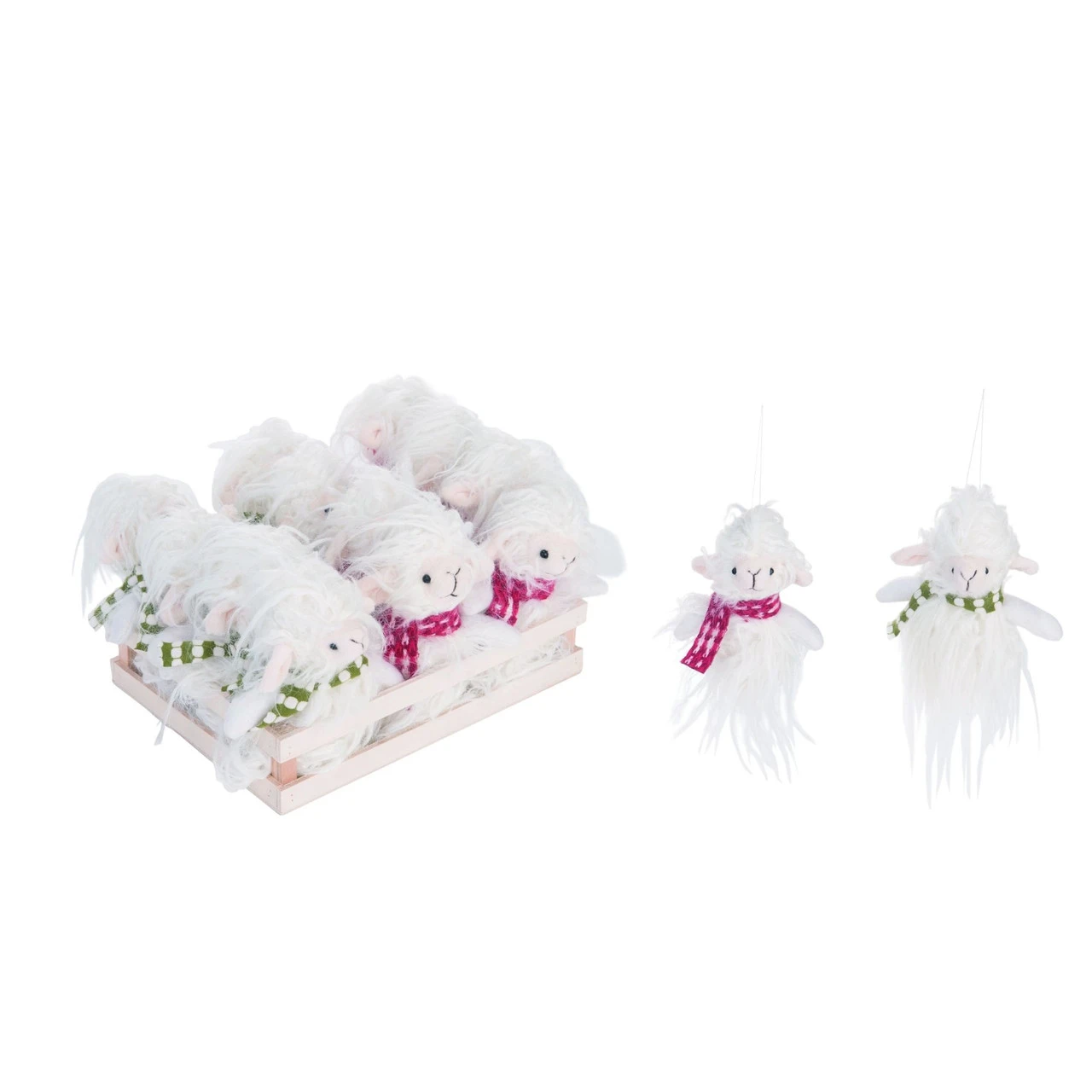 12-Piece White And Red Plush Merry Llama Christmas Ornaments 15" 3 12-Piece White And Red Plush Merry Llama Christmas Ornaments 15"