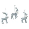 Set Of 3 Silver Shimmer Fur Collar Reindeer Christmas Ornaments 5" -Christmas Decoration Store dtpac y5357zu 16300.1667666339