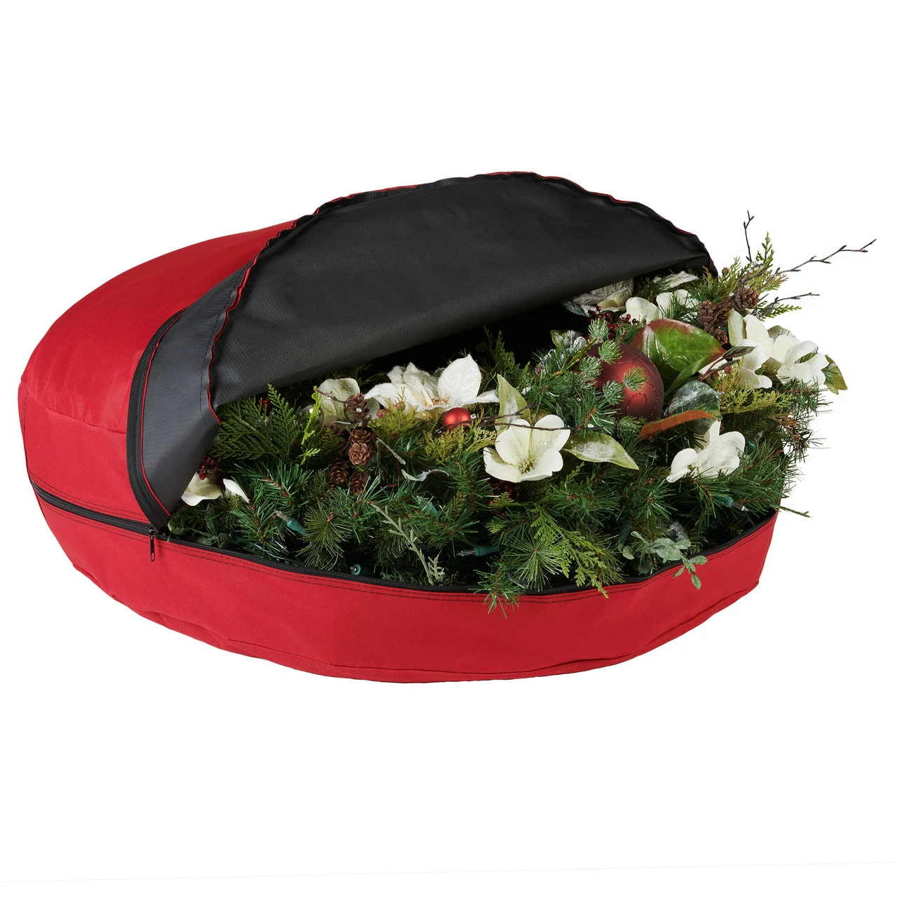 30" Red Unique Christmas Wreath Storage Bag With Direct Suspend 4 30" Red Unique Christmas Wreath Storage Bag With Direct Suspend - Image 2
