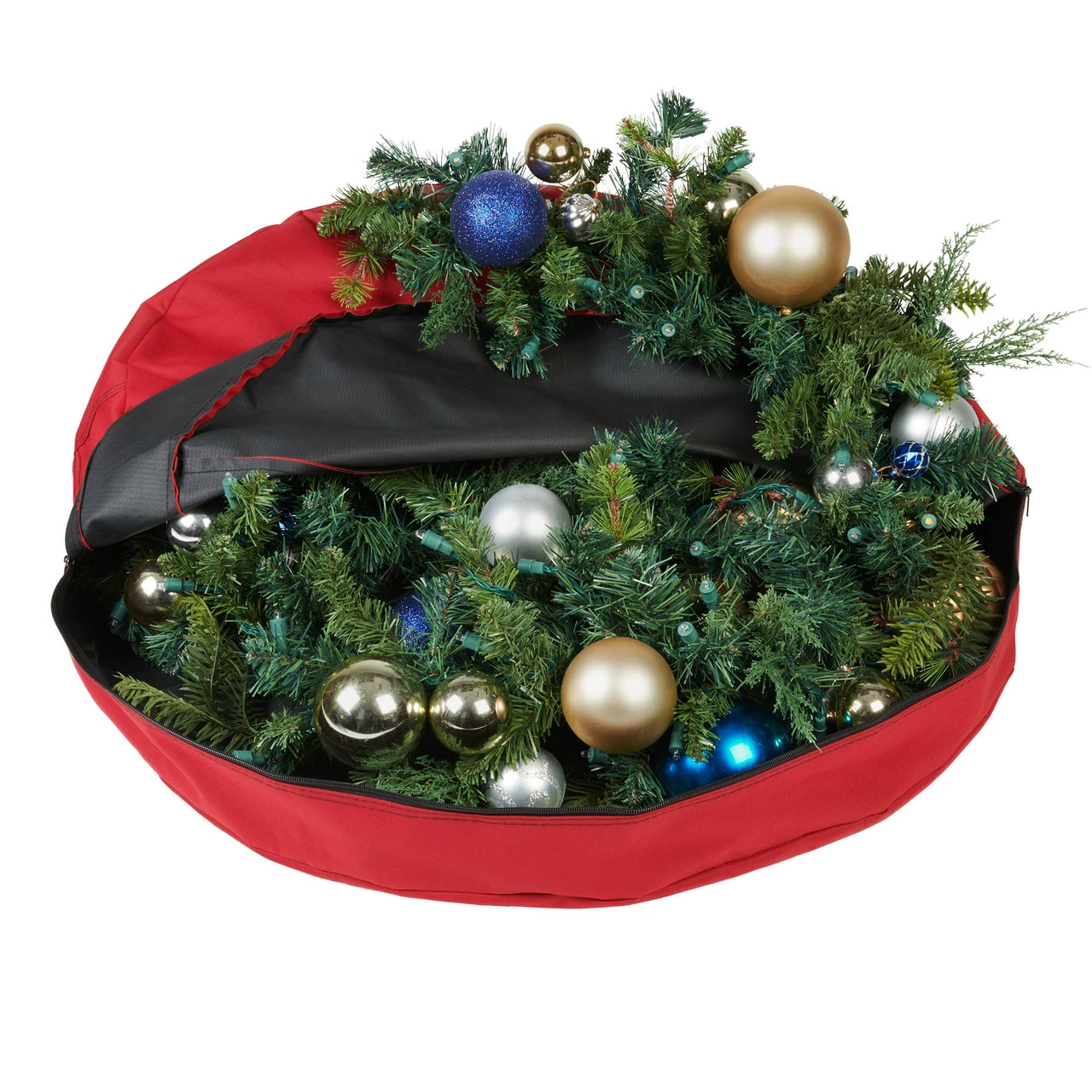 30" Red Unique Christmas Wreath Storage Bag With Direct Suspend 5 30" Red Unique Christmas Wreath Storage Bag With Direct Suspend - Image 3