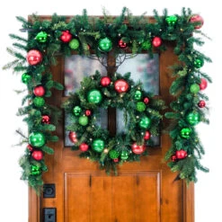 Pre-Lit Red And Green Artificial Christmas Cheer Wreath, 24-Inch, Clear LED Lights 9 Pre-Lit Red And Green Artificial Christmas Cheer Wreath, 24-Inch, Clear LED Lights -Christmas Decoration Store dvlc20v 20707 lt 4 34879.1667385752