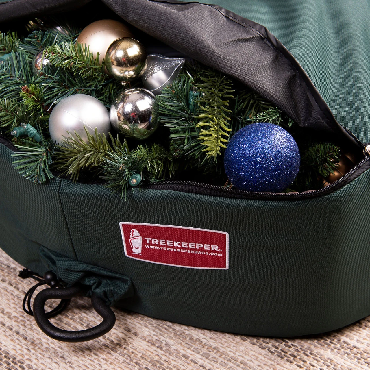 36" Green Unique Christmas Wreath Storage Bag With Removable Handle 10 36" Green Unique Christmas Wreath Storage Bag With Removable Handle - Image 8