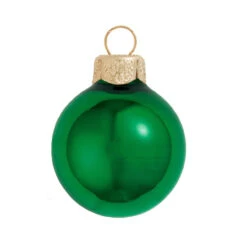 40ct Green Shiny Glass Christmas Ball Ornaments 1.5" (35mm)