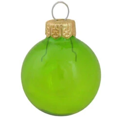 40ct Clear Green Glass Christmas Ball Ornaments 1.5" (40mm)