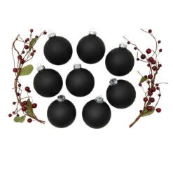 8ct Black Matte Glass Christmas Ball Ornaments 3.25" (80mm) 5 8ct Black Matte Glass Christmas Ball Ornaments 3.25" (80mm) -Christmas Decoration Store dwhi 27524 2 32485.1667654995