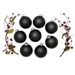 8ct Black Shiny Glass Christmas Ball Ornaments 3.25" (80mm) -Christmas Decoration Store dwhi 27534 2 16338.1667654995