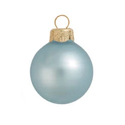28ct Matte Baby Blue Glass Ball Christmas Ornaments 2" (50mm)