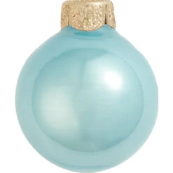 6ct Pearl Baby Blue Glass Ball Christmas Ornaments 4" (100mm) -Christmas Decoration Store dwhi 27555 02 18004.1667684648