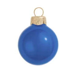 12ct Delft Blue Pearl Glass Ball Christmas Ornaments 2.75" (70mm)