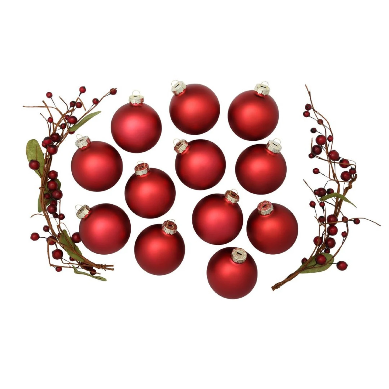 12ct Red Xmas Matte Glass Christmas Ball Ornaments 2.75" (70mm) 4 12ct Red Xmas Matte Glass Christmas Ball Ornaments 2.75" (70mm) - Image 2