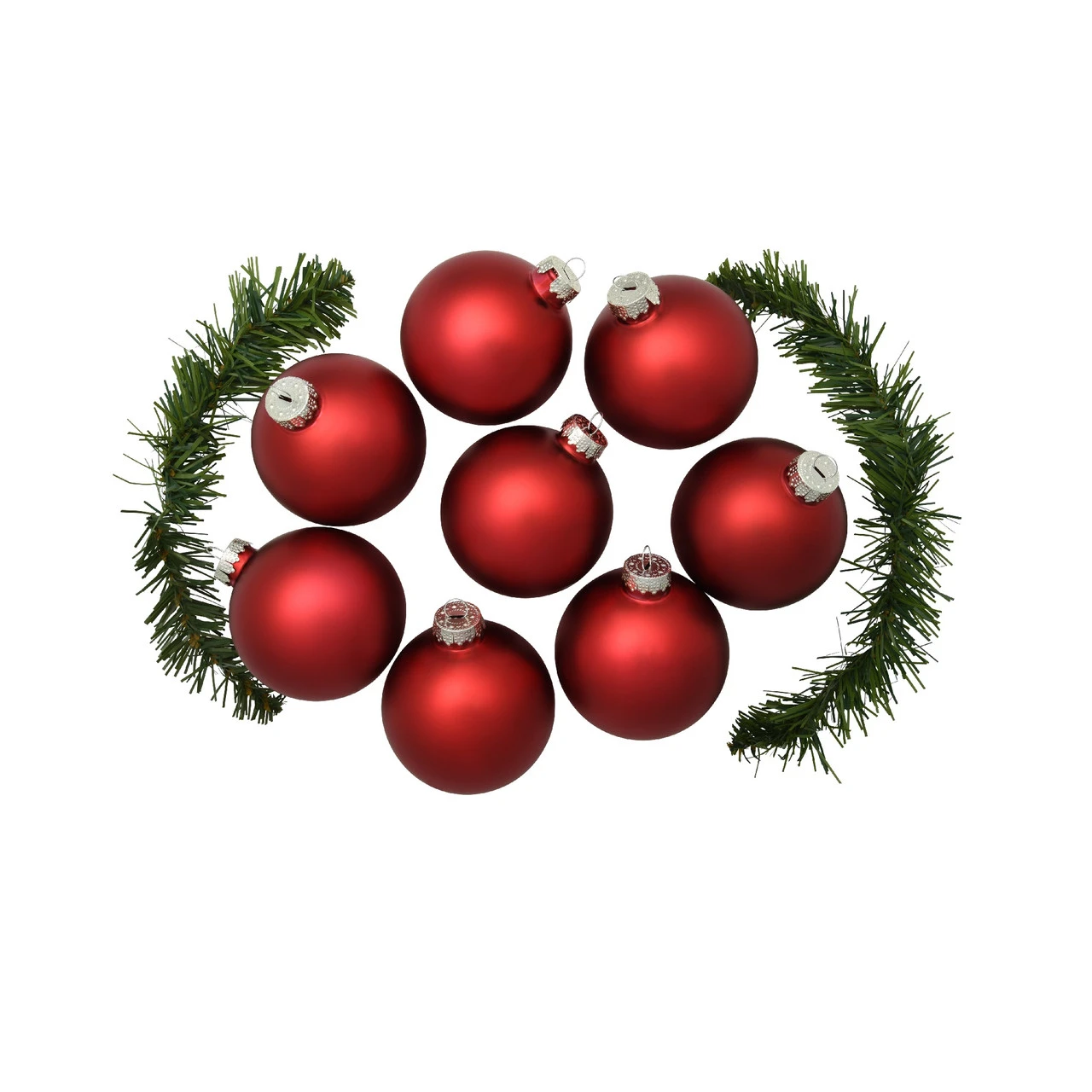 8ct Red Xmas Matte Glass Christmas Ball Ornaments 3.25" (80mm) 4 8ct Red Xmas Matte Glass Christmas Ball Ornaments 3.25" (80mm) - Image 2