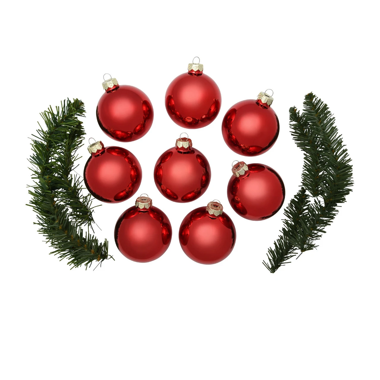 8ct Red Xmas Shiny Glass Christmas Ball Ornaments 3.25" (80mm) 4 8ct Red Xmas Shiny Glass Christmas Ball Ornaments 3.25" (80mm) - Image 2