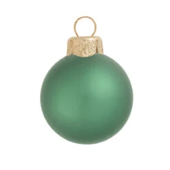 12ct Matte Soft Green Glass Ball Christmas Ornaments 2.75" (70mm)