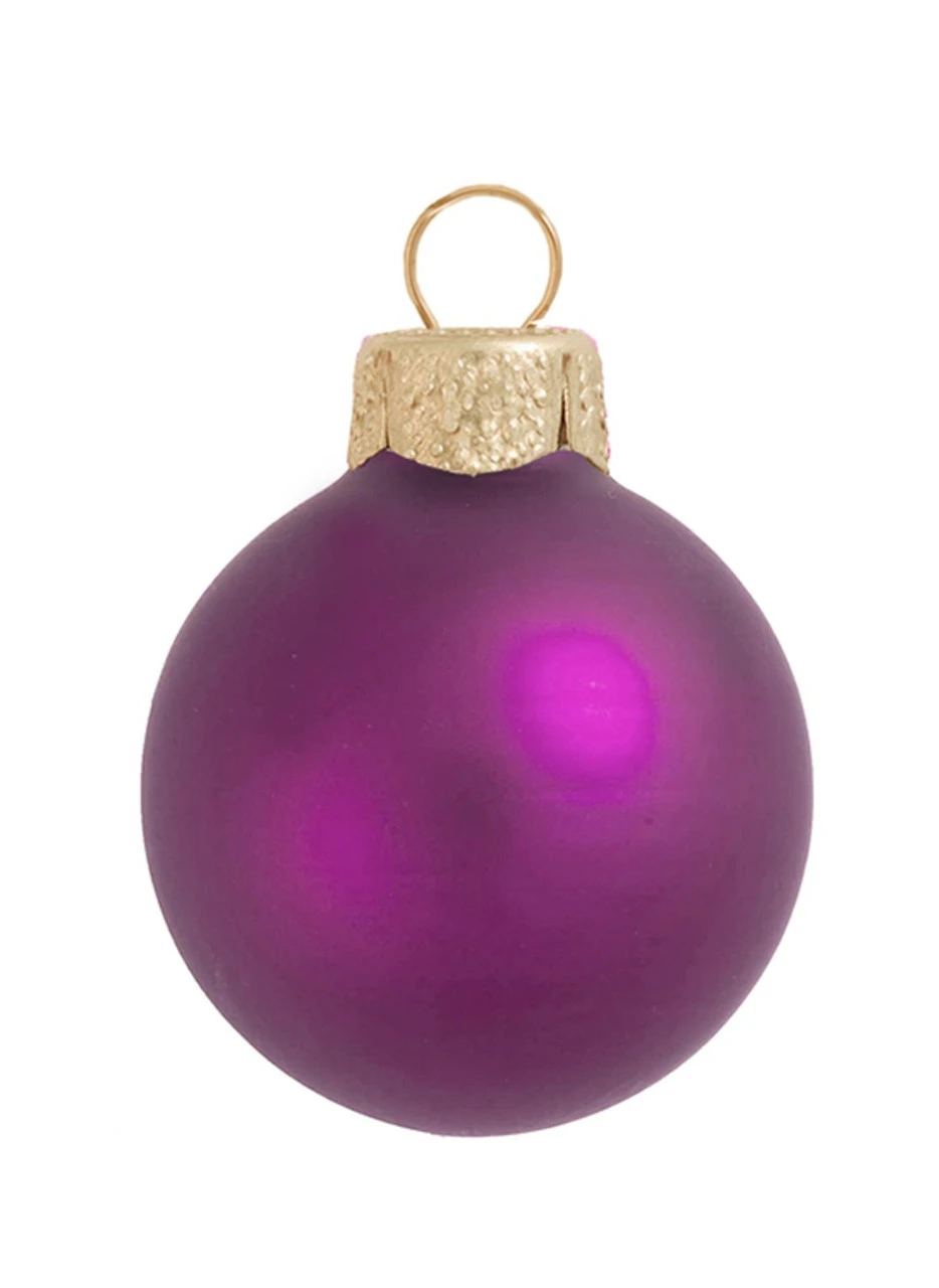 12ct Purple Matte Glass Christmas Ball Ornaments 2.75" (70mm) 3 12ct Purple Matte Glass Christmas Ball Ornaments 2.75" (70mm)