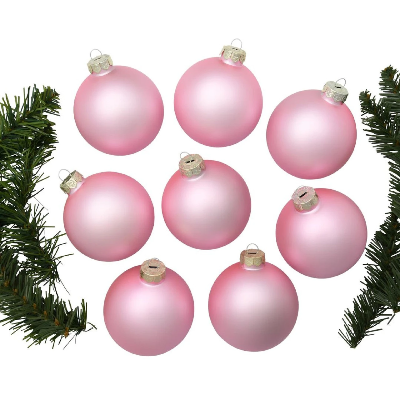 8ct Baby Pink Matte Glass Christmas Ball Ornaments 3.25" (80mm) 4 8ct Baby Pink Matte Glass Christmas Ball Ornaments 3.25" (80mm) - Image 2