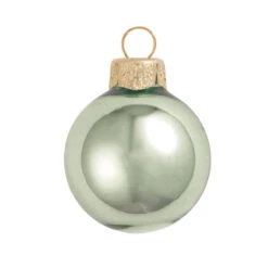 28ct Shiny Shale Green Glass Ball Christmas Ornaments 2" (50mm)