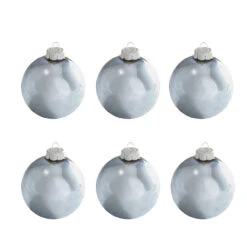 6ct Shiny Sky Blue Glass Ball Christmas Ornaments 4" (100mm)