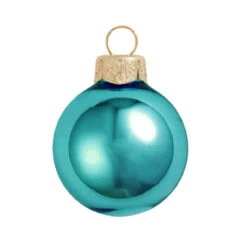 8ct Turquoise Blue Shiny Glass Christmas Ball Ornaments 3.25" (80mm)