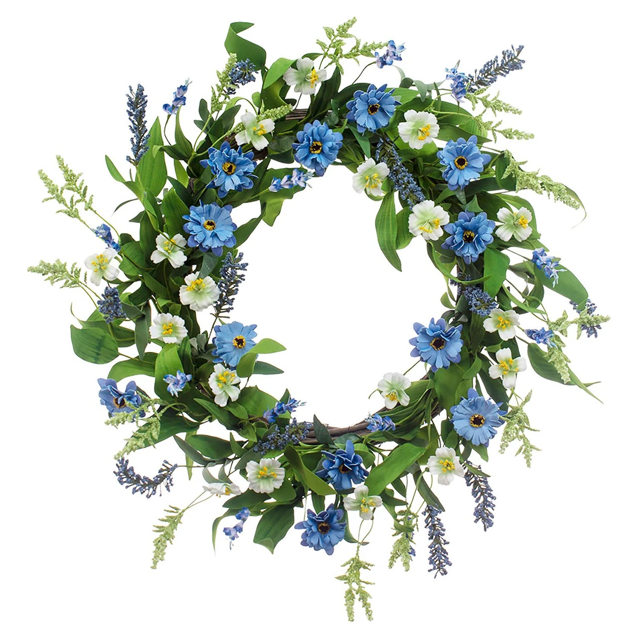 Blue And White Spring Floral Wreath, 10-Inch 3 Blue And White Spring Floral Wreath, 10-Inch