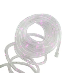 12' Solar Powered Multi-Function Pink LED Indoor/Outdoor Christmas Rope Lights With Ground Stake