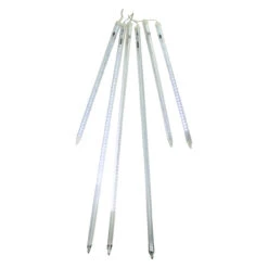 6 White LED Dripping Icicle Snowfall Christmas Light Tubes - 21 Ft Clear Wire