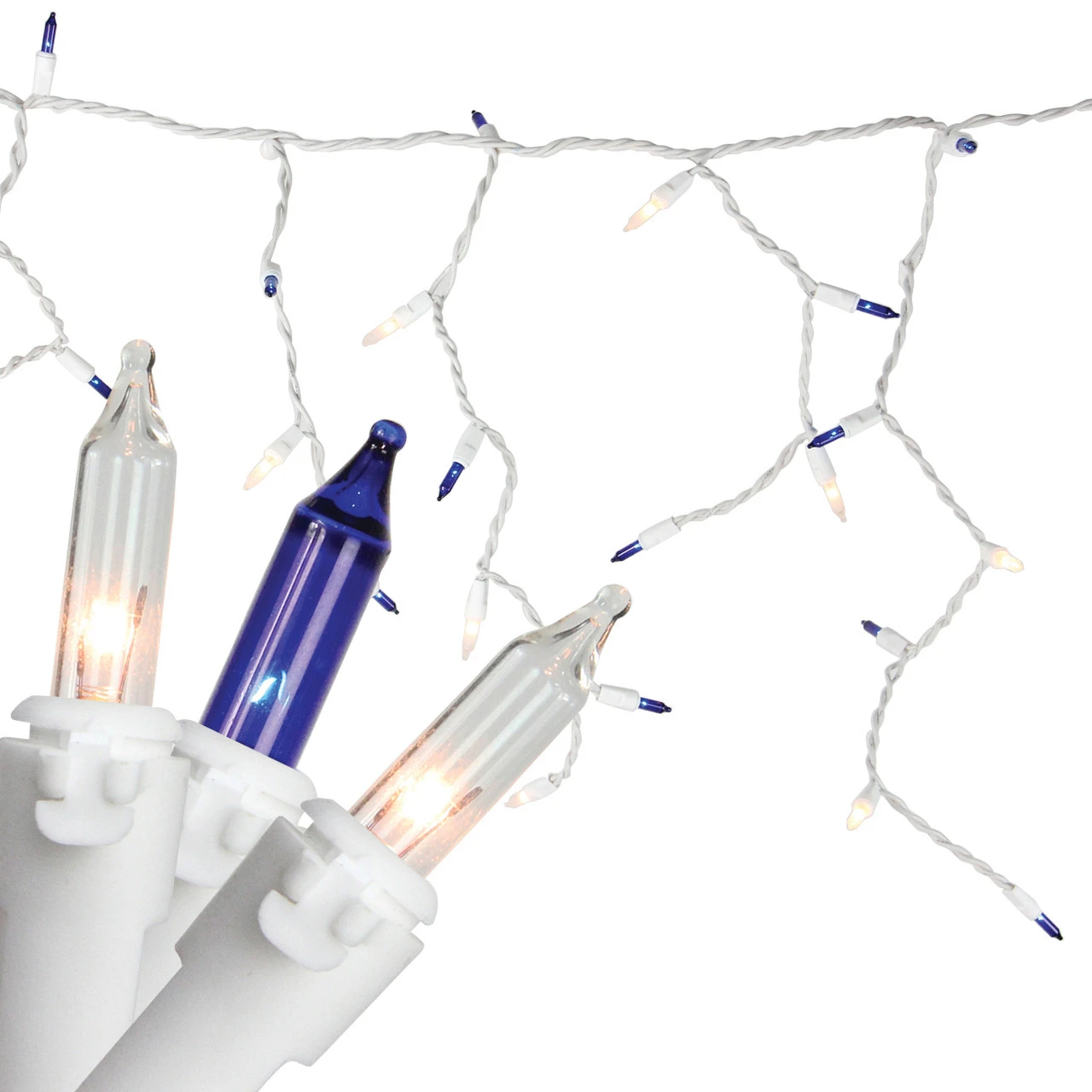 100ct Blue And Clear Mini Icicle Christmas Lights, 5.75ft White Wire 4 100ct Blue And Clear Mini Icicle Christmas Lights, 5.75ft White Wire - Image 2