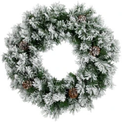 36" Snowy Flocked Angel Pine With Pine Cones Artificial Christmas Wreath - Unlit