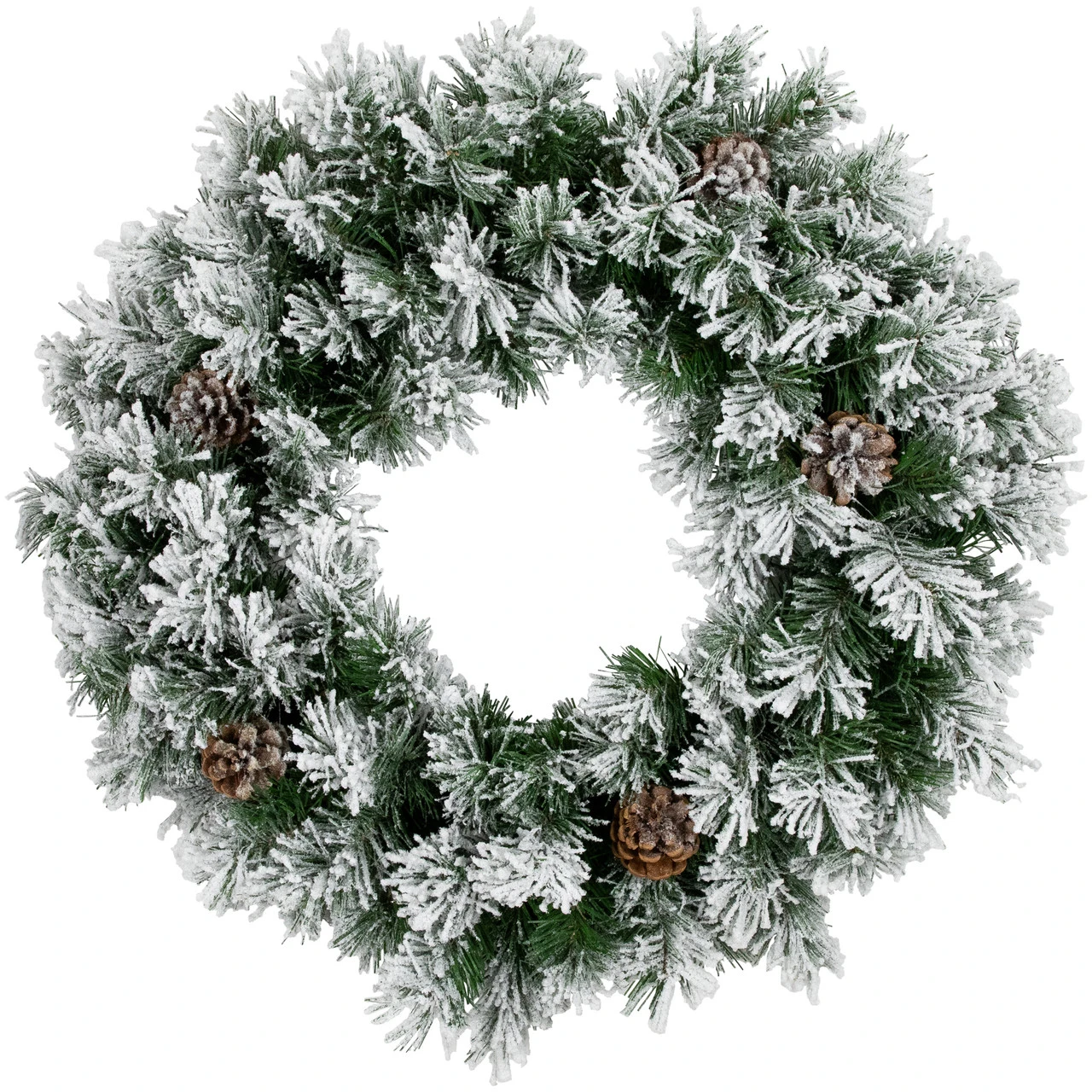 36" Snowy Flocked Angel Pine With Pine Cones Artificial Christmas Wreath - Unlit 3 36" Snowy Flocked Angel Pine With Pine Cones Artificial Christmas Wreath - Unlit