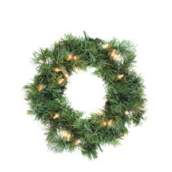 10" Pre-Lit Deluxe Windsor Pine Artificial Christmas Wreath, Clear Lights