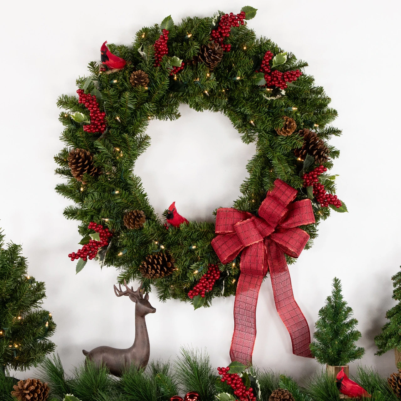 Pre-Lit Canadian Pine Artificial Christmas Wreath - 30-Inch, Clear Lights 5 Pre-Lit Canadian Pine Artificial Christmas Wreath - 30-Inch, Clear Lights - Image 3