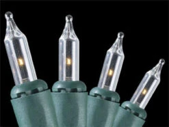 140-Count Clear Everglow Mini Christmas Light Set, 35.9ft Green Wire