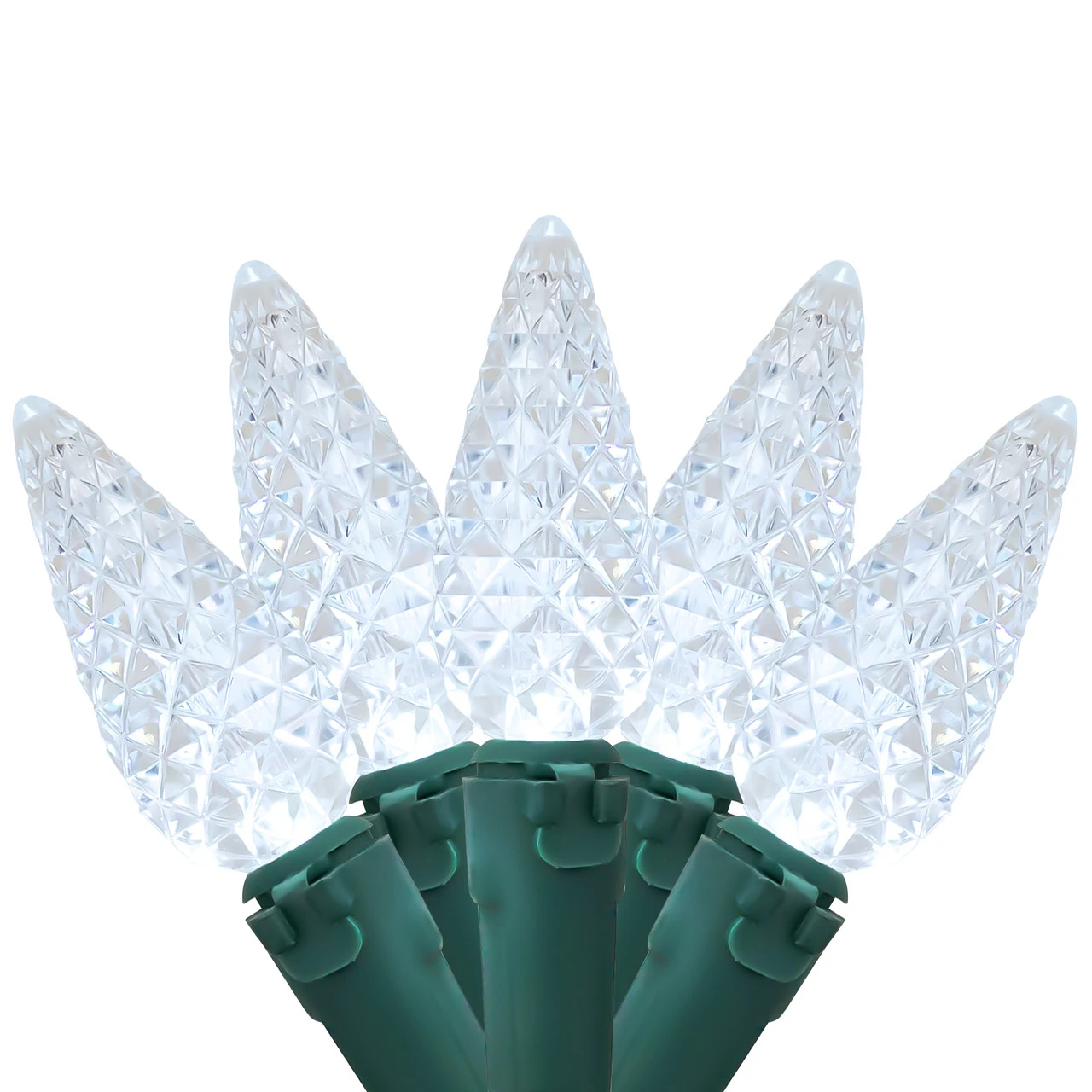 35 Battery Operated White Faceted LED C6 Christmas Lights - 11 Ft Green Wire 3 35 Battery Operated White Faceted LED C6 Christmas Lights - 11 Ft Green Wire