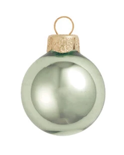 2ct Shale Green Shiny Glass Christmas Ball Ornaments 6" (150mm)