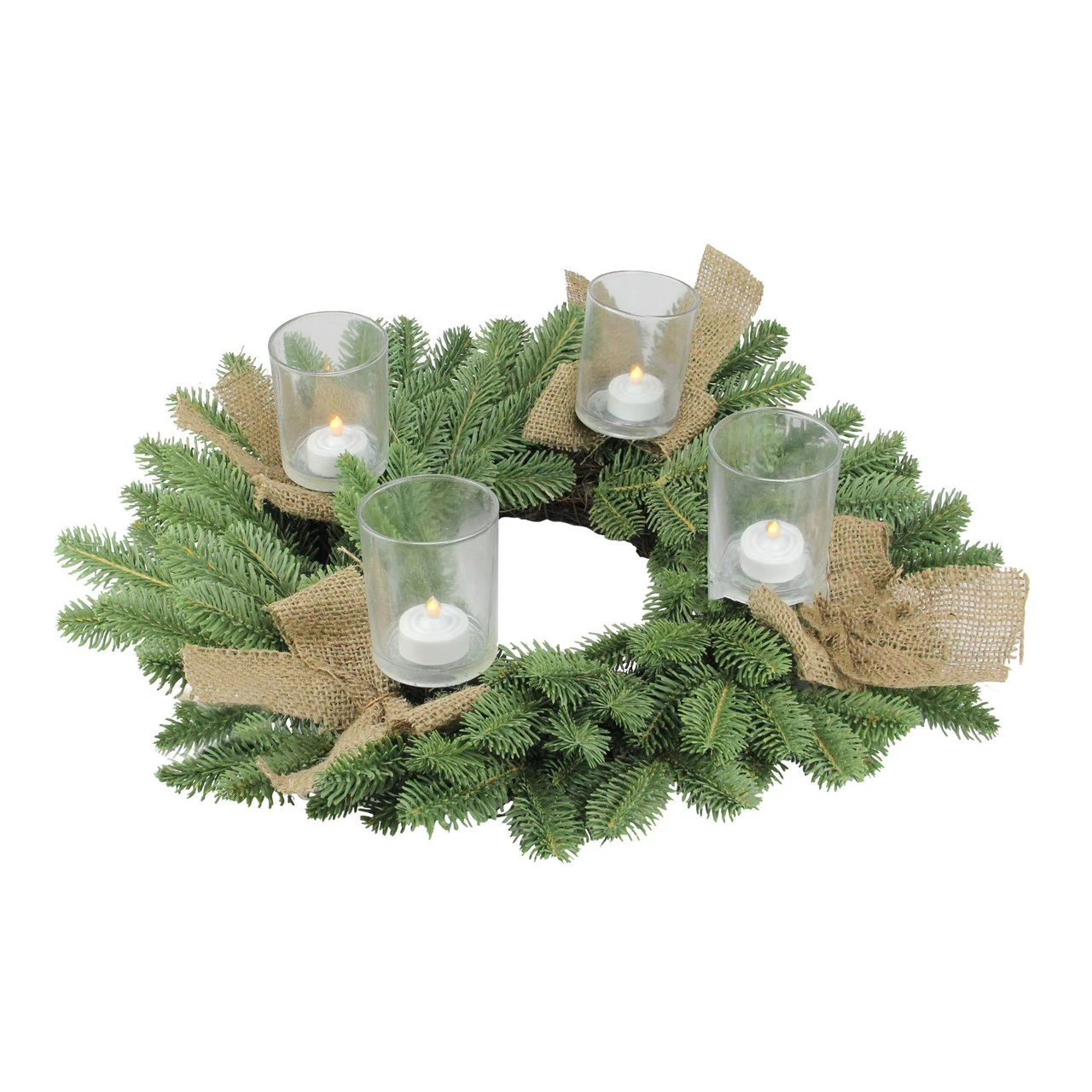 Green And Brown Pine Artificial Christmas Wreath With Candle Holder - 21-Inch, Unlit 4 Green And Brown Pine Artificial Christmas Wreath With Candle Holder - 21-Inch, Unlit - Image 2