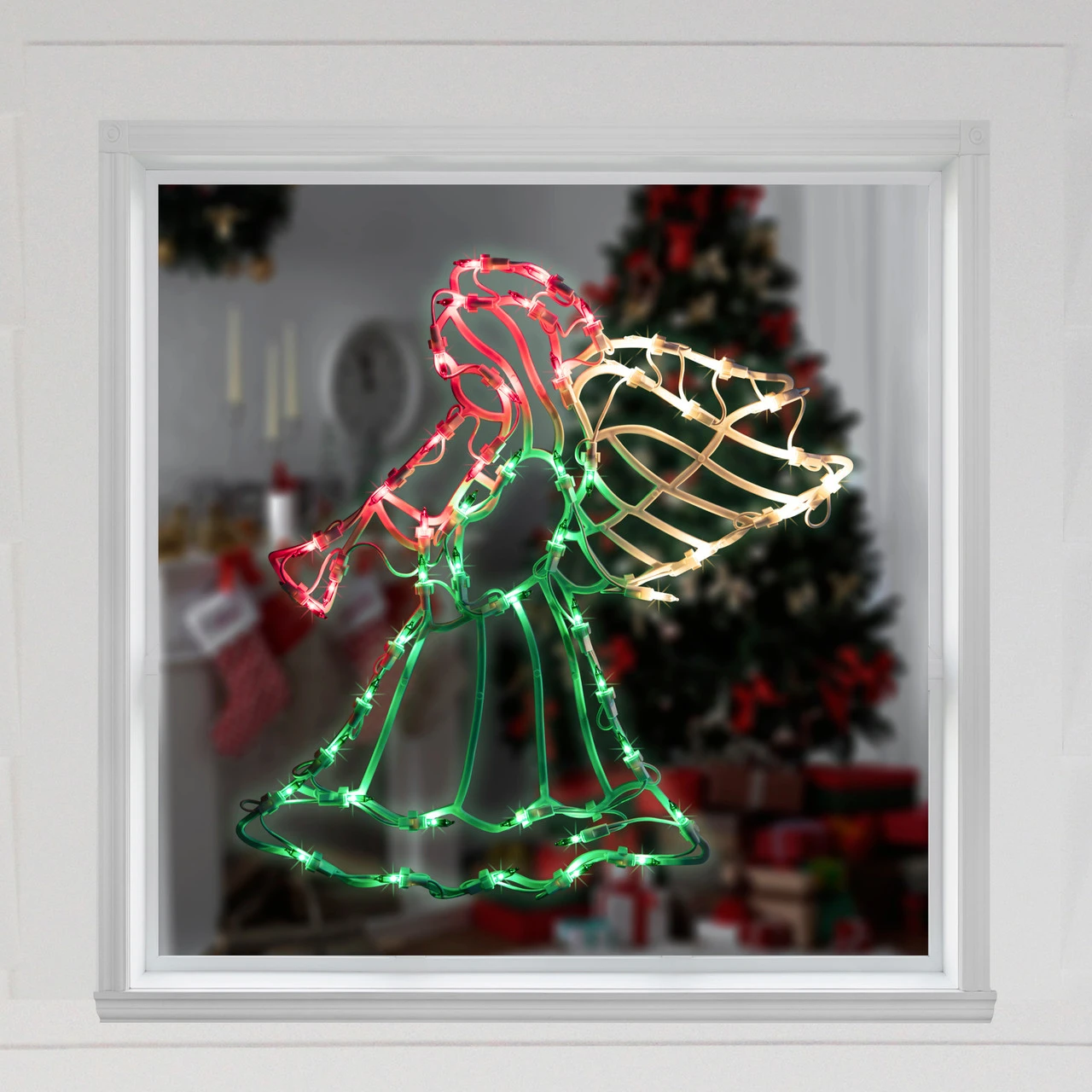 18" Lighted Trumpeting Angel Christmas Window Silhouette Decoration 5 18" Lighted Trumpeting Angel Christmas Window Silhouette Decoration - Image 3