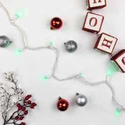 50-Count Green LED Wide Angle Christmas Lights, 16.25 Ft White Wire