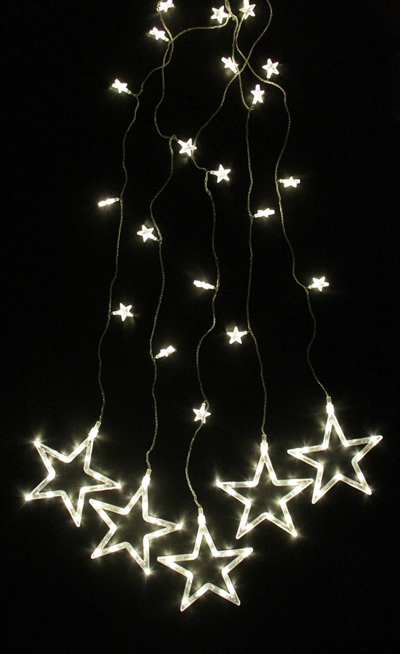 100 Clear LED Star Window Curtain Christmas Lights - 3.3 Ft Clear Wire 4 100 Clear LED Star Window Curtain Christmas Lights - 3.3 Ft Clear Wire - Image 2