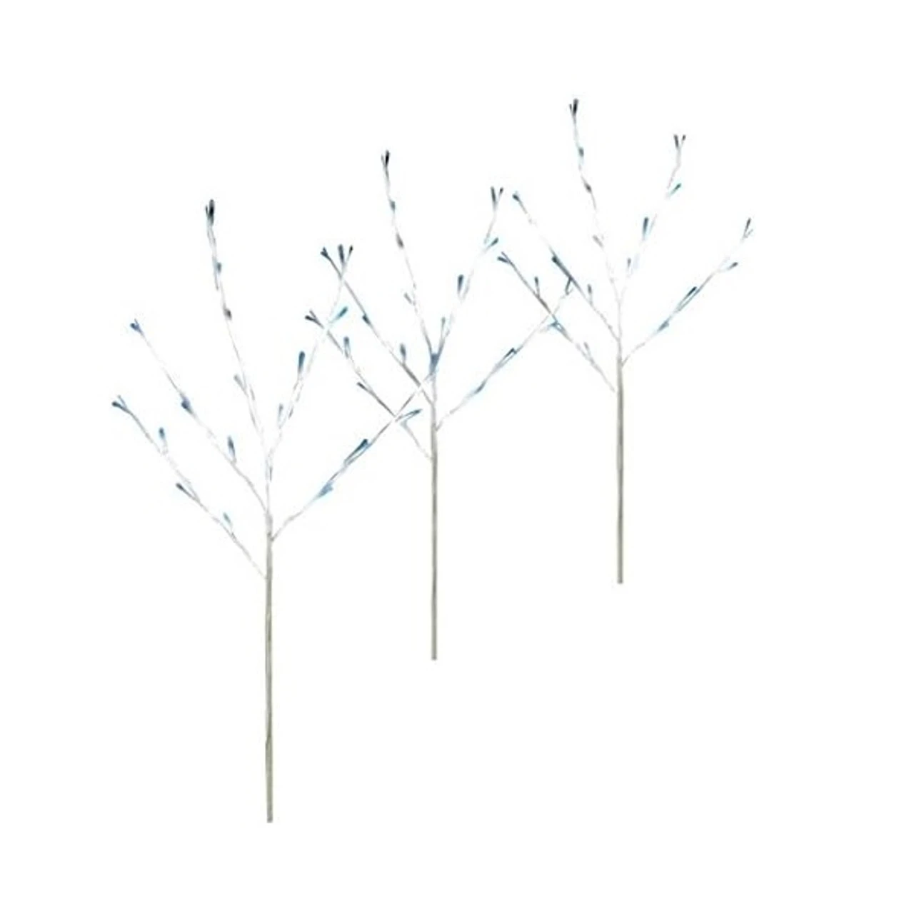 Set Of 3 Pre-Lit White Christmas Twig Tree Path Markers 30" - Twinkling Blue LED Mini Lights 3 Set Of 3 Pre-Lit White Christmas Twig Tree Path Markers 30" - Twinkling Blue LED Mini Lights