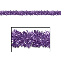 Club Pack Of 12 Shiny Metallic Purple Foil Tinsel 6-Ply Christmas Garlands 15' - Unlit