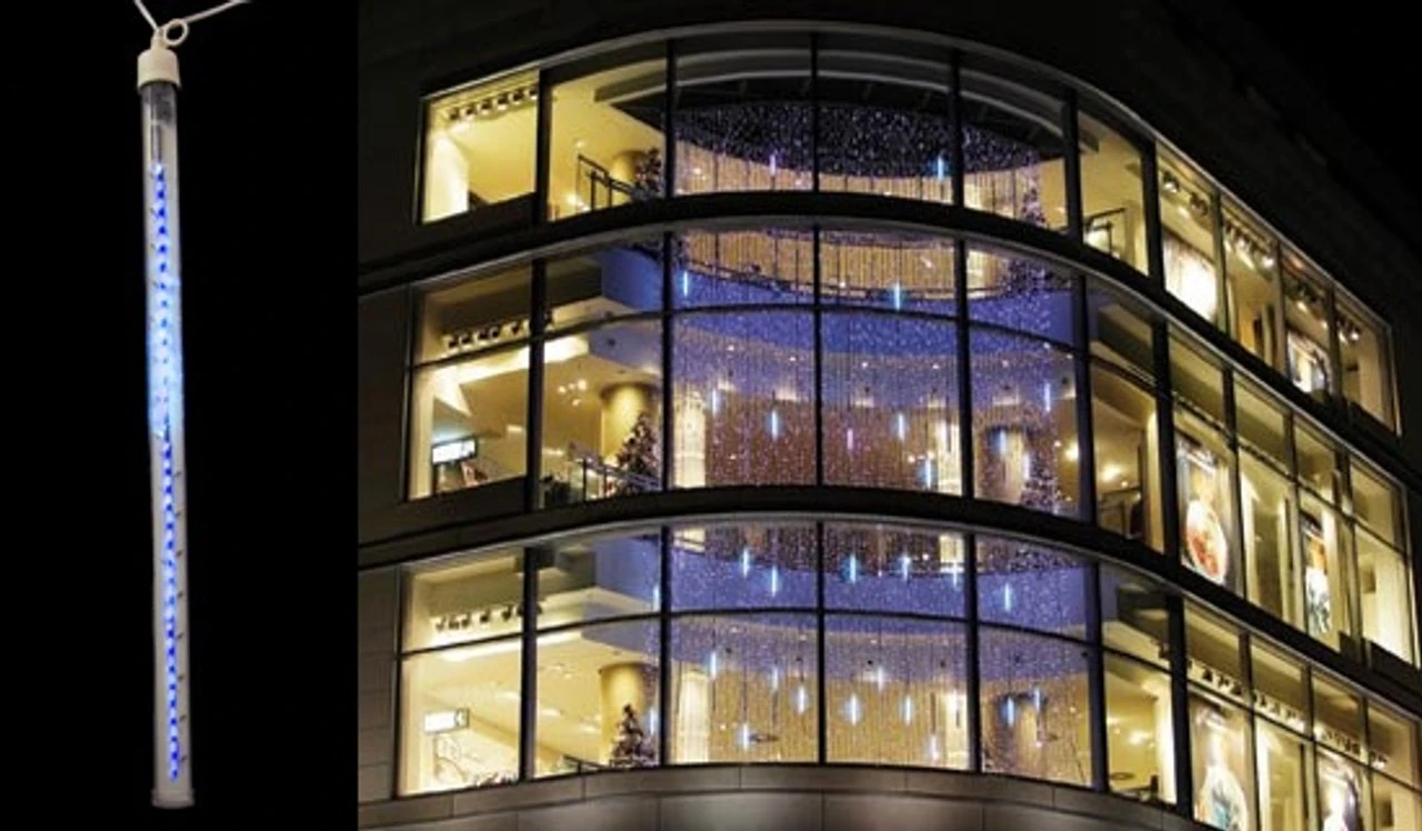 36" LED Lighted Dripping Icicle Tube Christmas Decoration, Blue Lights 4 36" LED Lighted Dripping Icicle Tube Christmas Decoration, Blue Lights - Image 2