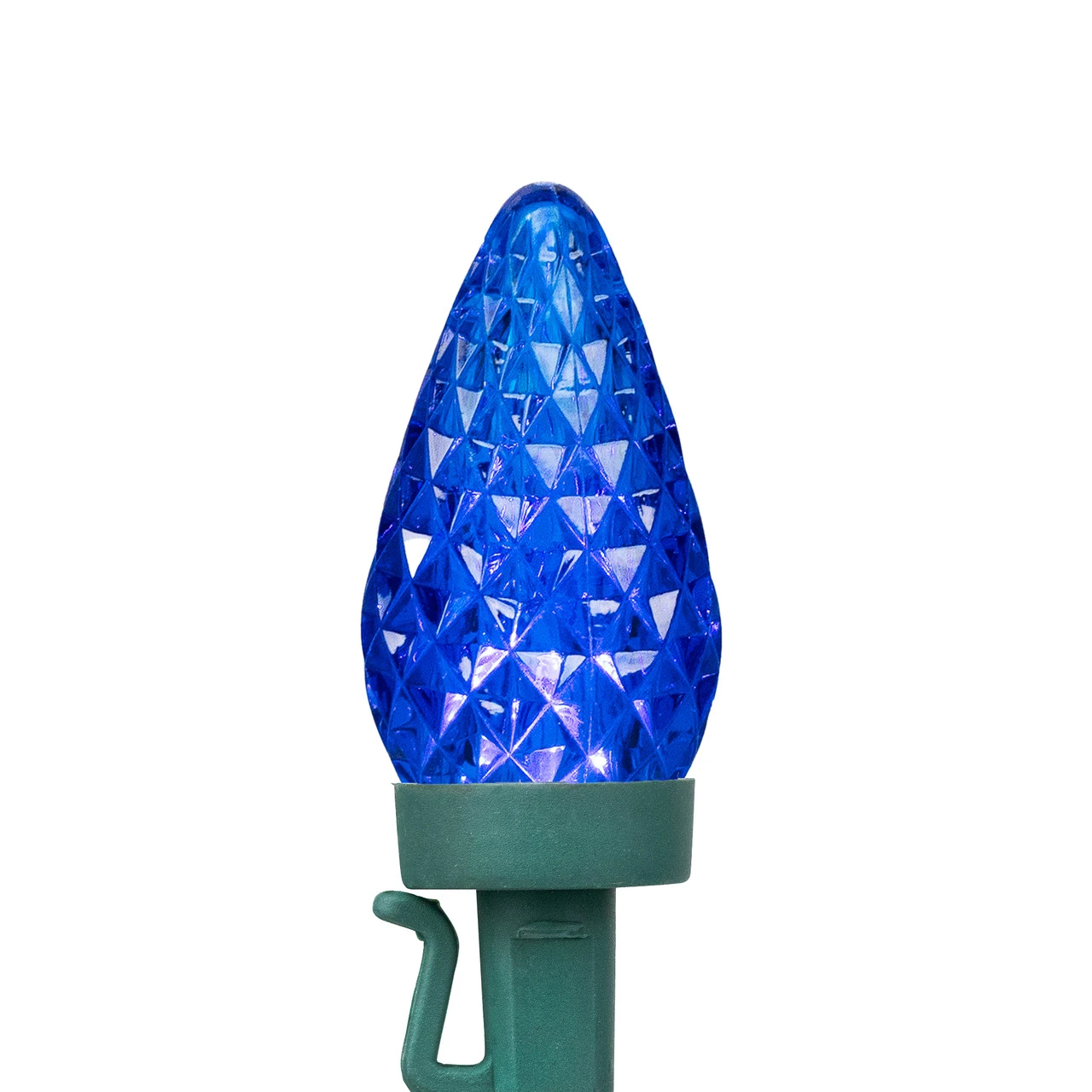 50ct Blue LED Faceted C9 Christmas Light Set, 20.25ft Green Wire 5 50ct Blue LED Faceted C9 Christmas Light Set, 20.25ft Green Wire - Image 3