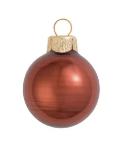 6ct Chocolate Brown Shiny Glass Christmas Ball Ornaments 4" (100mm)