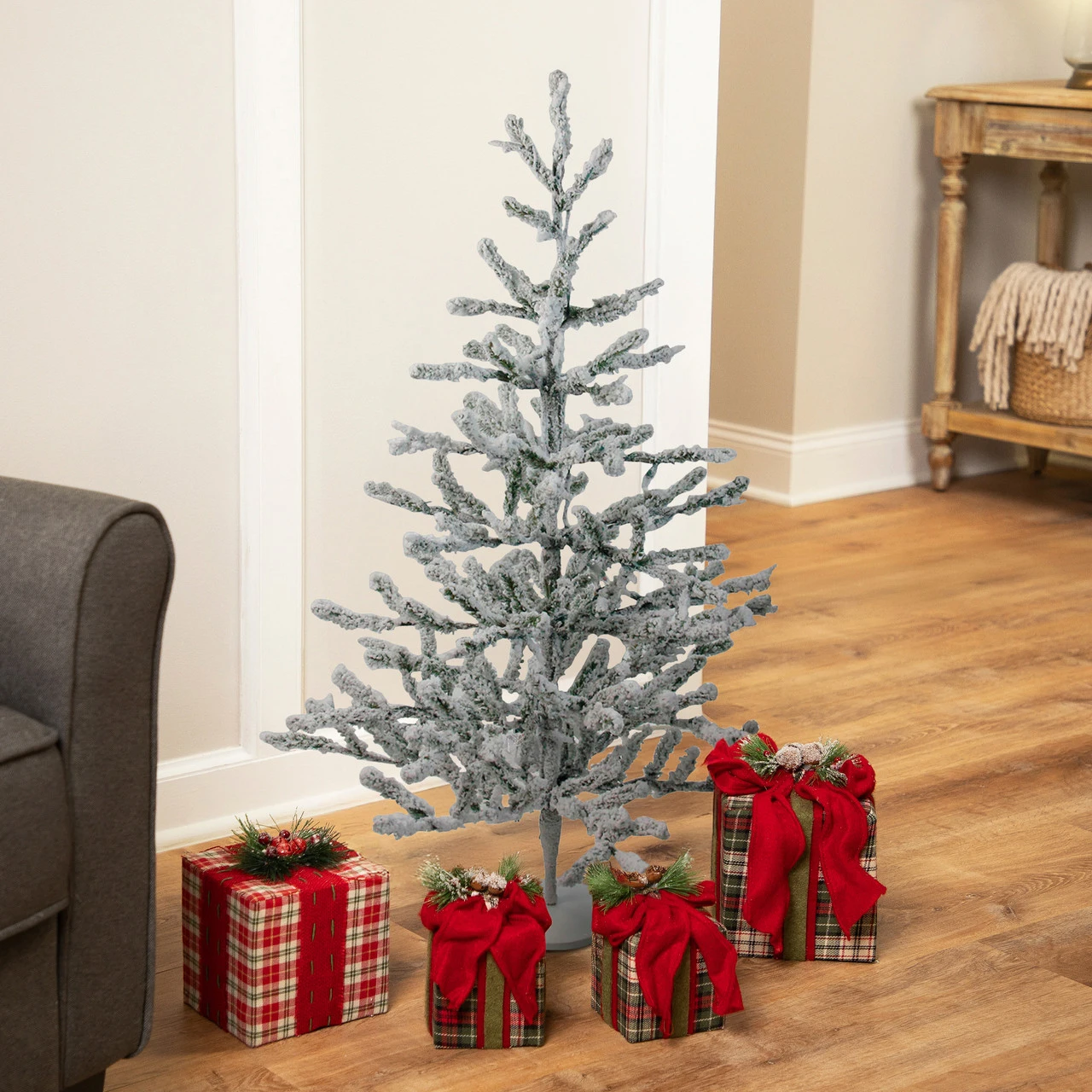 36" Green Flocked Alpine Coral Artificial Christmas Tree - Unlit