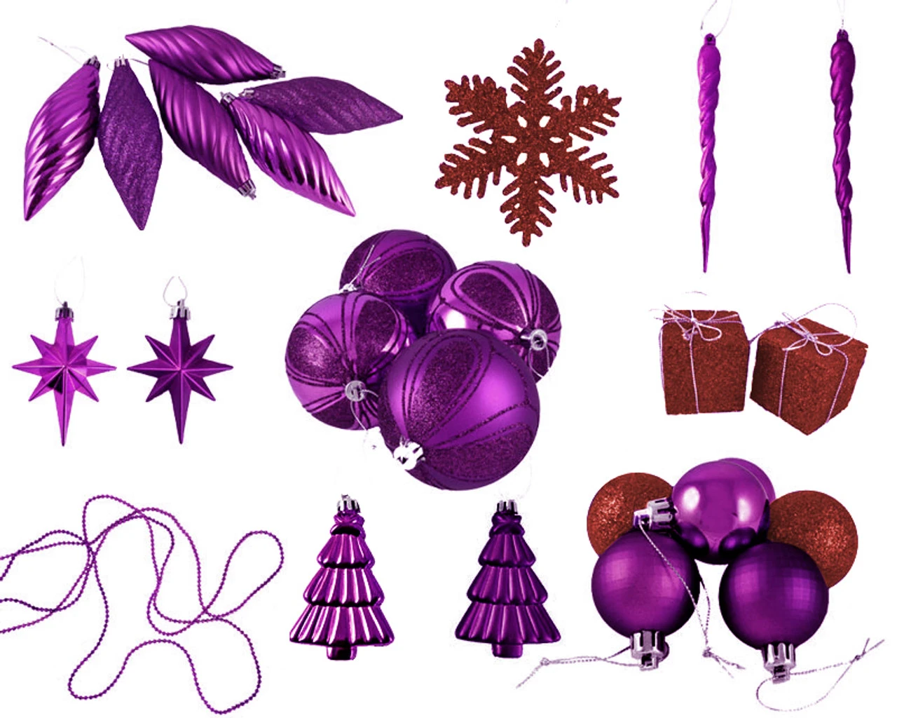 125ct Purple And Red Shatterproof 3-Finish Christmas Ornaments 5.5" (139.7mm) 4 125ct Purple And Red Shatterproof 3-Finish Christmas Ornaments 5.5" (139.7mm) - Image 2