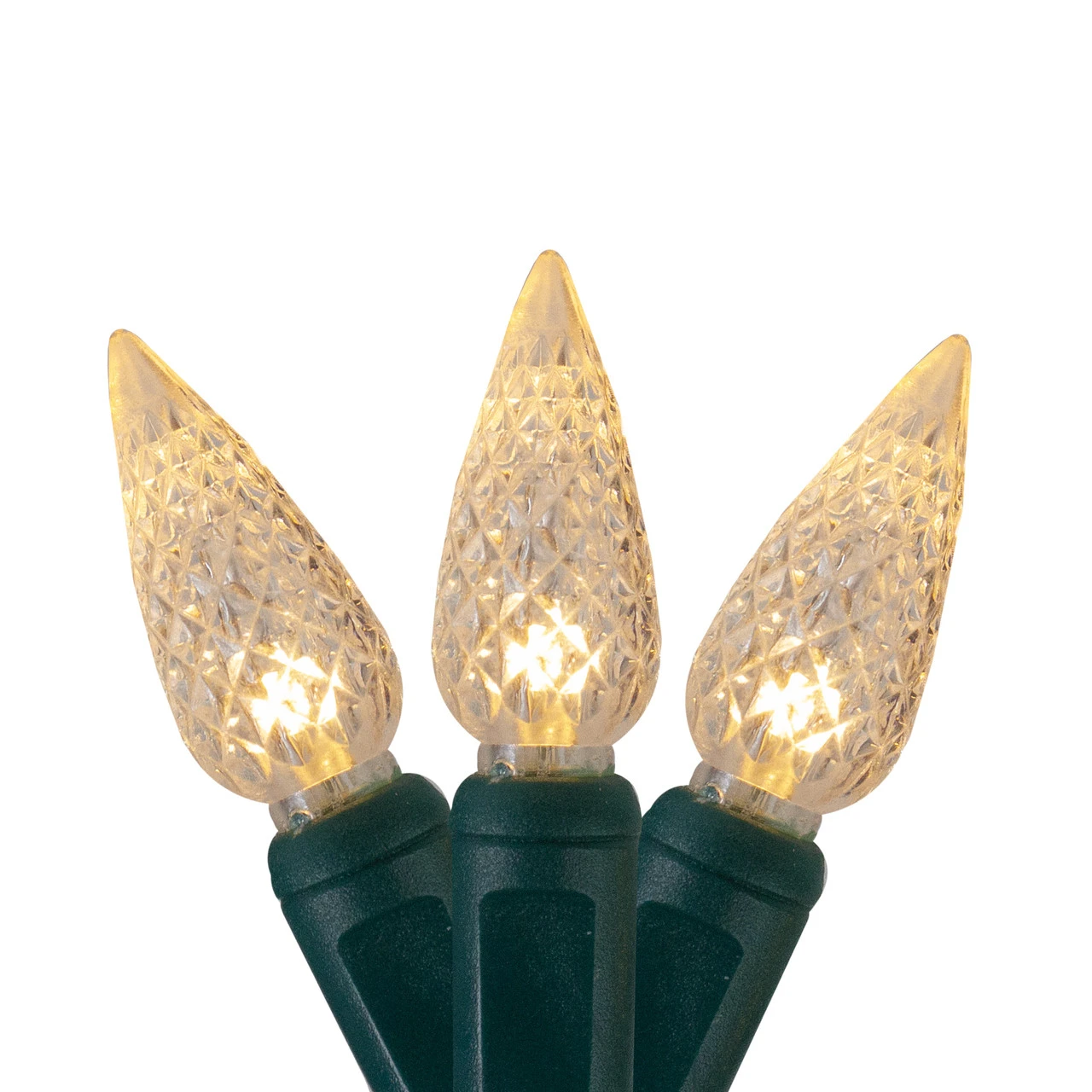 70 Warm White LED Faceted C6 Twinkling Christmas Lights - 23.5 Ft Green Wire 3 70 Warm White LED Faceted C6 Twinkling Christmas Lights - 23.5 Ft Green Wire