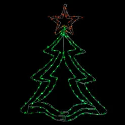 25” LED Green And Orange Rope Light Christmas Tree Window Decoration