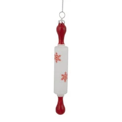 7.25" Red Snowflakes Rolling Pin Glass Christmas Ornament 7 7.25" Red Snowflakes Rolling Pin Glass Christmas Ornament -Christmas Decoration Store holiday20cheer 420cropped 22481.1669922412