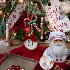 7.25" Red Striped Rolling Pin Glass Christmas Ornament 9 7.25" Red Striped Rolling Pin Glass Christmas Ornament -Christmas Decoration Store holiday20cheer 620cropped 42424.1669922677